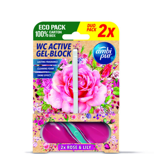 Ambipur WC Aktív gél-blokk rózsa és liliom 2x 45 g
