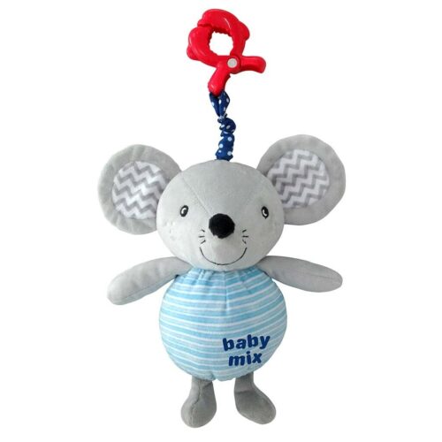 Baby Mix Egér gyerek plüss zenélő játék csipesszel