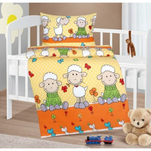 Bellatex Gyerek krepp ágynemő Agáta Ovečka sárga90 x 135 cm