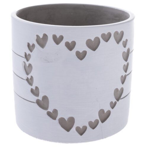 Betonoban virágcserép Heart of hearts fehér
