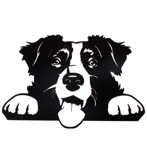 Bordercollie faragott fa fali dekoráció