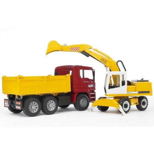 Bruder MAN TGA Liebherr  teherautó kotróval