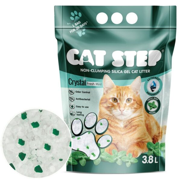 Cat Step Szilikagél macskaalom Crystal Fresh Mint1