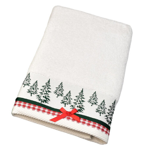 Christmas frottír törölköző jacquard szegéllyel fehér