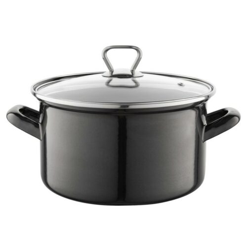 Emaille pot with lid