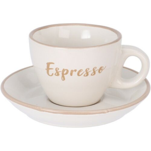 Espresso kőagyag csésze csészealjjal