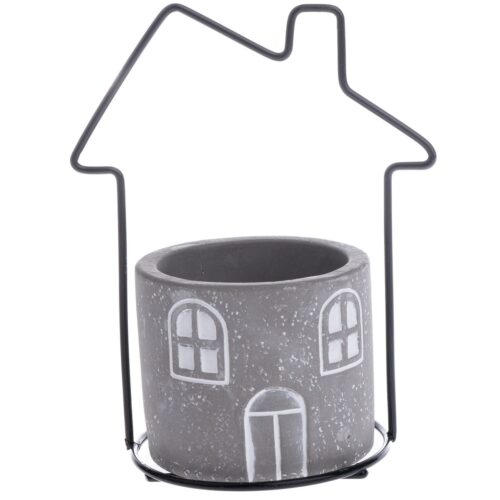 House beton virágtartó szürke