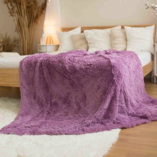 Jerry Fabrics Riccia hosszú bolyhos takaró lila