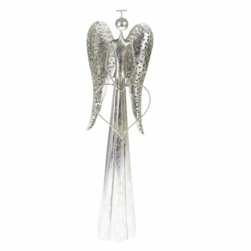 Karácsonyi fém LED dekoráció Angel with heartezüst