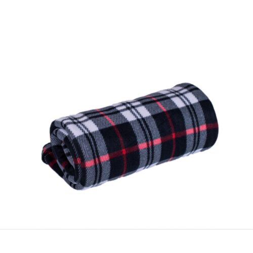 Kocka fleece pléd fekete