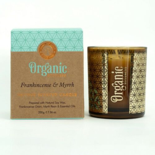 Organikus füstölő gyertya Frankincense & Myrrh200 g üvegben