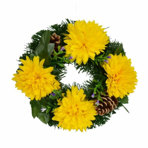 Őszi virágokkal díszített koszorú mindenszentekre 20 cm