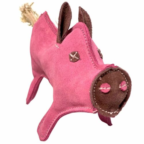 PafDog Pinky malacka kutyajáték bőrből és jutából