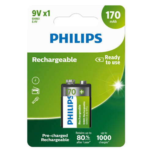 Philips 9 V újratölthető elem