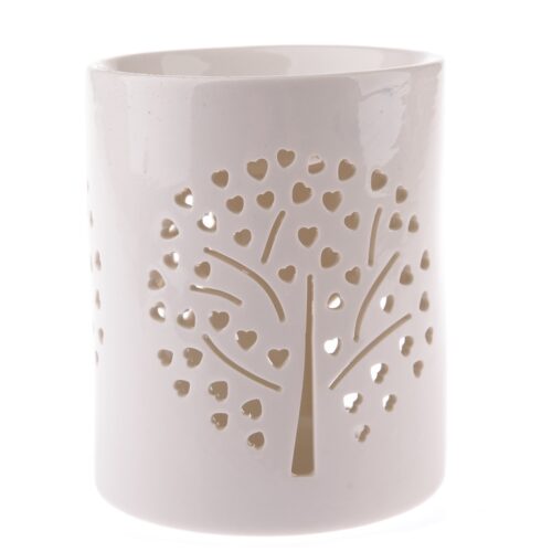 Porcelán aromalámpa Heart tree fehér