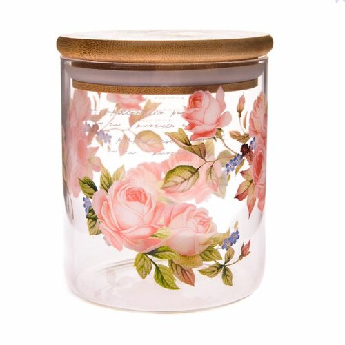 Rose üvegedény bambuszfedéllel