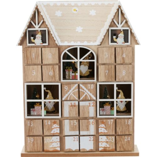 Santa´s house adventi naptár LED fényekkel barna