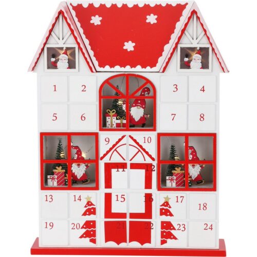 Santa´s house adventi naptár LED fényekkel piros