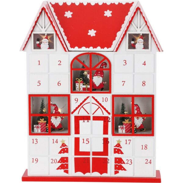 Santa´s house adventi naptár LED fényekkel piros