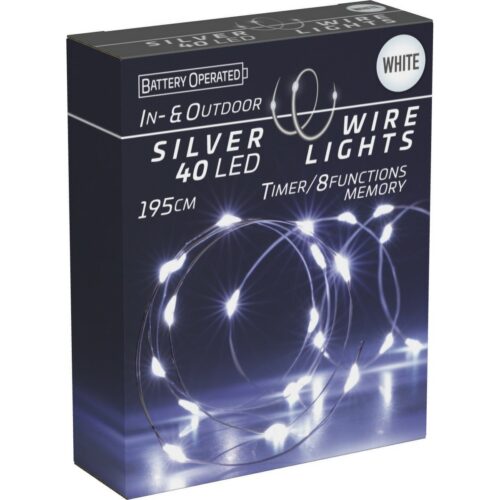 Silver lights fényfüzér időzítővel  40 LED