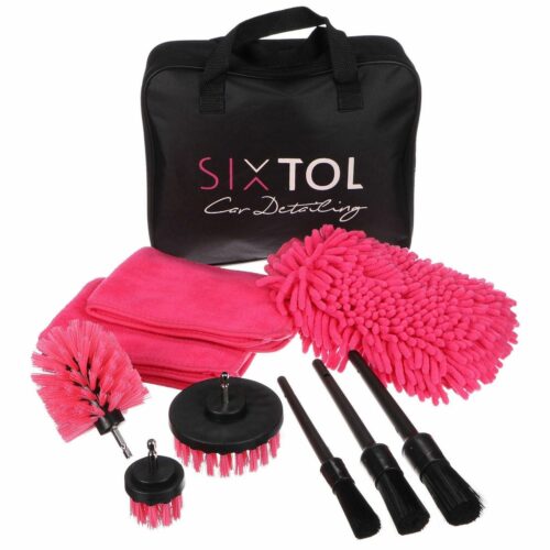 Sixtol CAR DETAILING PINK 9 Multifunkcionális szerszámkészlet autómosáshoz és tisztításhoz