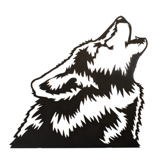 Vonyító farkas fa faragott fali dekoráció