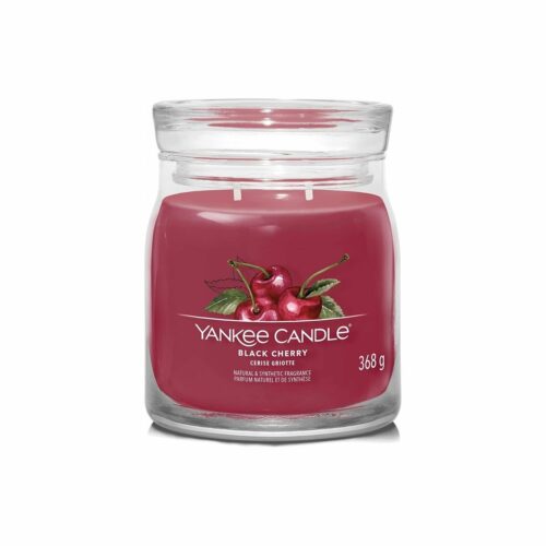 Yankee Candle Signature Black Cherry  illatos gyertya közepes üvegben