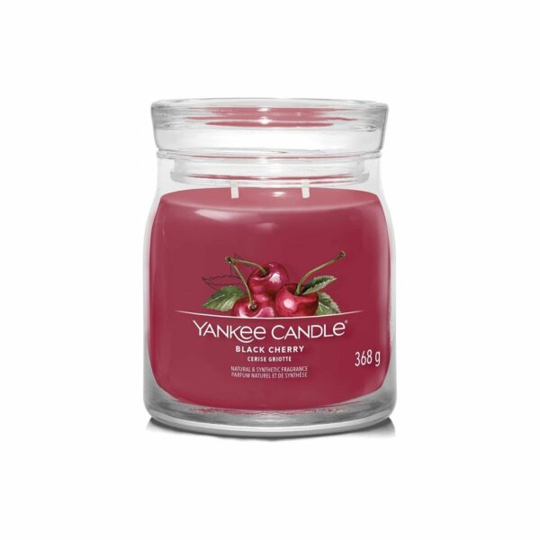 Yankee Candle Signature Black Cherry  illatos gyertya közepes üvegben