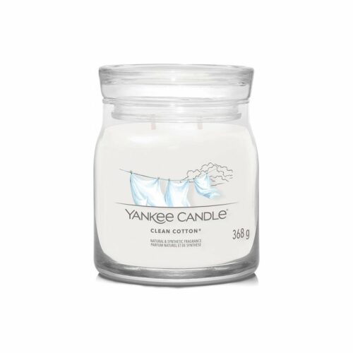 Yankee Candle Signature Clean Cotton  illatos gyertya közepes üvegben