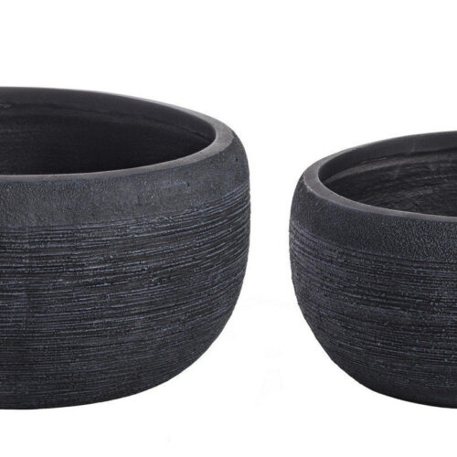 GRAFFITI fekete 2 darabos kerek virágcserép szett