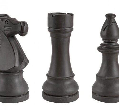 CHESS fekete üvegszál dísztárgy 3db