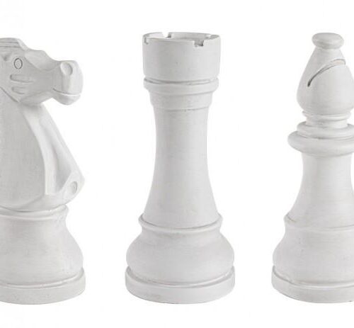 CHESS fehér üvegszál dísztárgy 3db