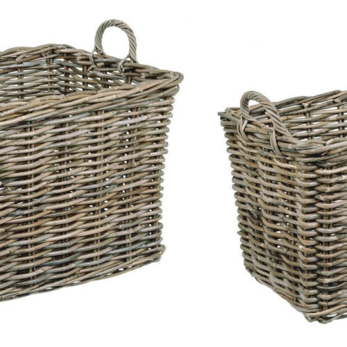 NARRA IV szürke kubu rattan 2 részes kosár szett