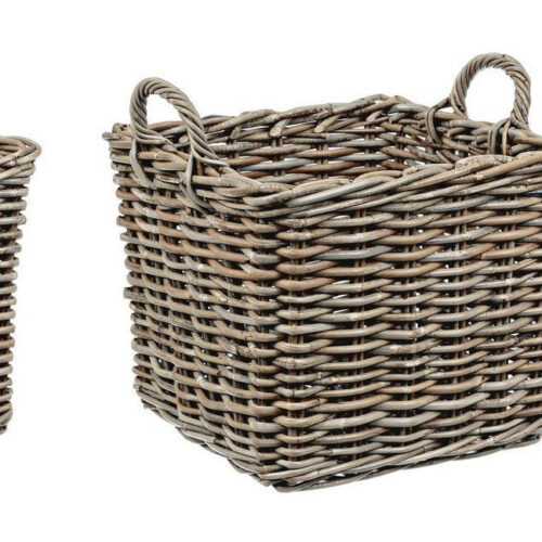 NARRA szürke kubu rattan 3 részes kosár szett