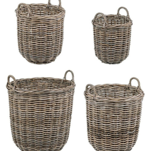 NARRA II szürke kubu rattan 4 részes kosár szett