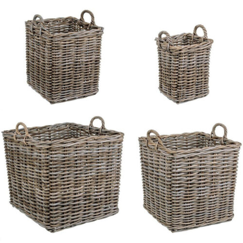NARRA szürke kubu rattan 4 részes kosár szett