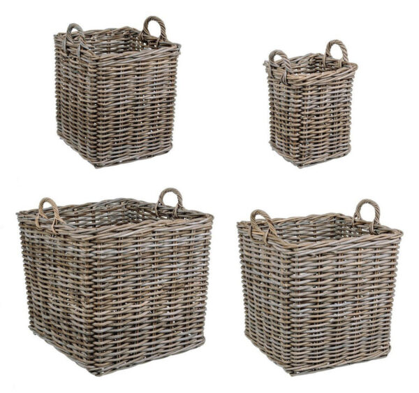 NARRA szürke kubu rattan 4 részes kosár szett NARRA szürke kubu rattan 4 részes kosár szett