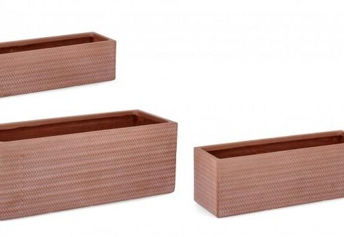 TERRA rózsaszín 4 részes szögletes kültéri virágcserép szett