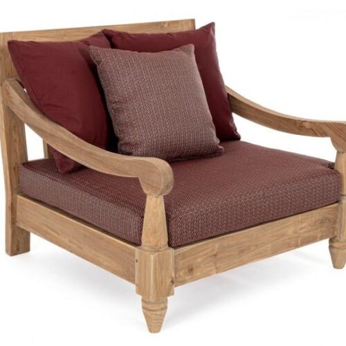 BALI bordó teakfa fotel
