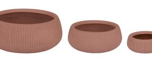 TERRA kerek rózsaszín 3 részes kültéri virágcserép szett
