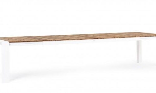 CAMERON II fehér teakfa bővíthető kerti étkezőasztal 253-384cm
