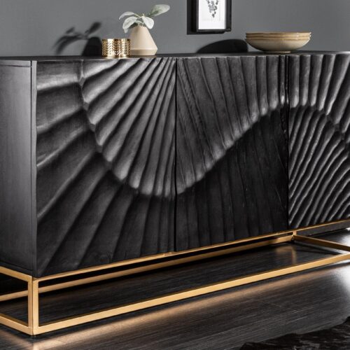 SCORPION fekete mangófa tálalószekrény