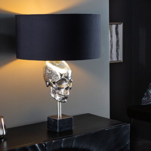 SKULL fekete és ezüst pamut asztali lámpa