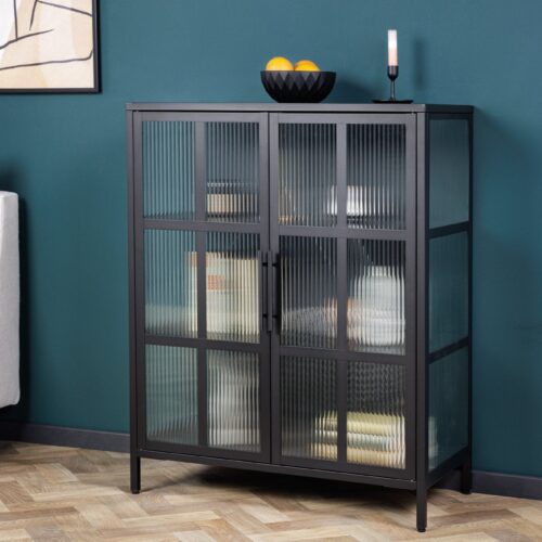 DURA fekete acél vitrin