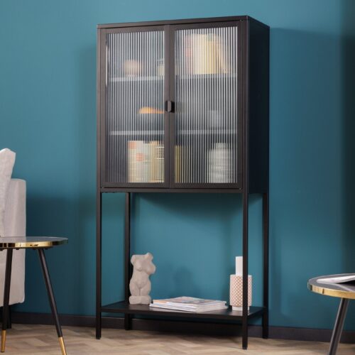 DURA III fekete acél vitrin