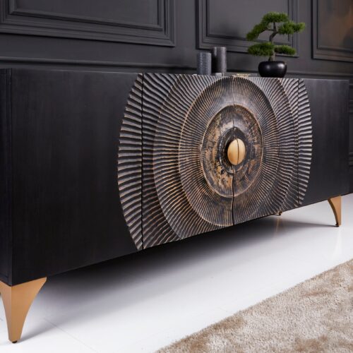 GOLDEN SUNSET fekete mangófa tálalószekrény