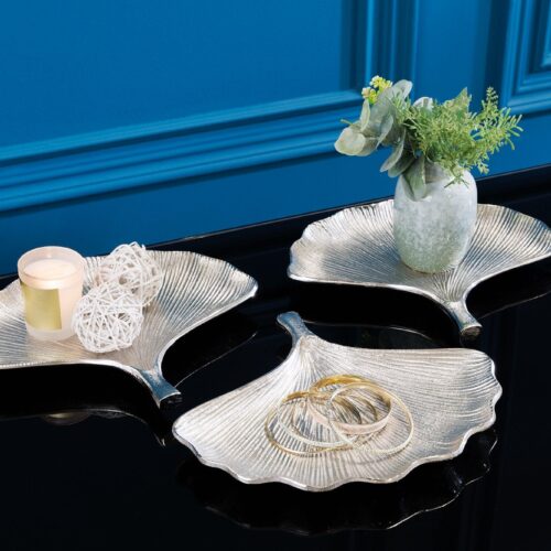 GINKGO ezüst alumínium dísztál 28 cm