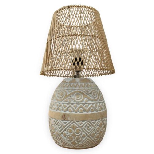 BLAHMANTUNG faragott fa asztali lámpa