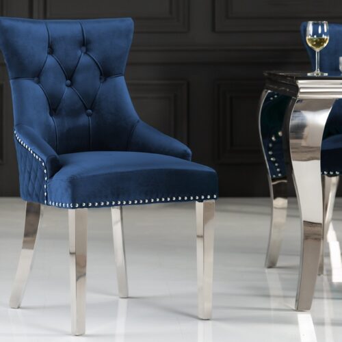 CASTLE kék bársony szék