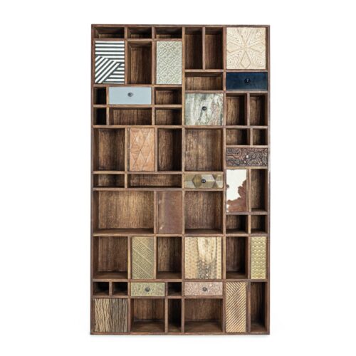 DHAVAL barna mangófa könyvespolc